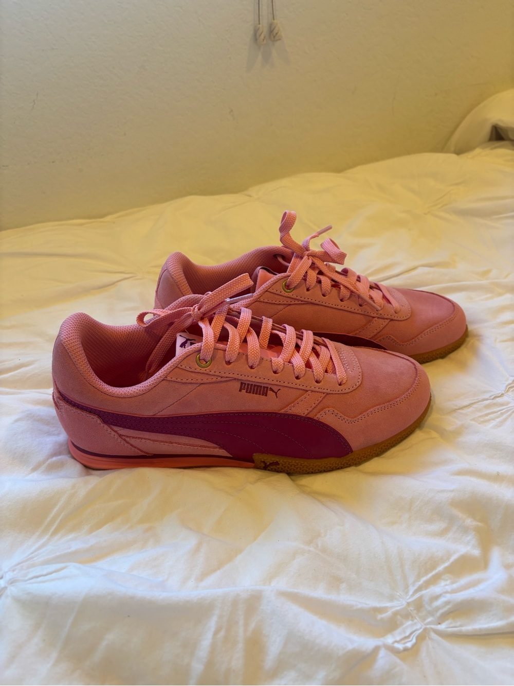 Puma Pink Suede Sneakers with Magenta Formstrip